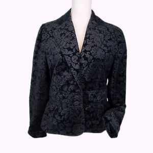 Ann Taylor LOFT Black Flocked Velvet  Blazer
